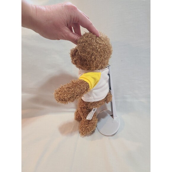 KISS on TOUR Steven Smith Stuffed 12" Brown Teddy Bear with White Shirt on Stand - Picture 4 of 5